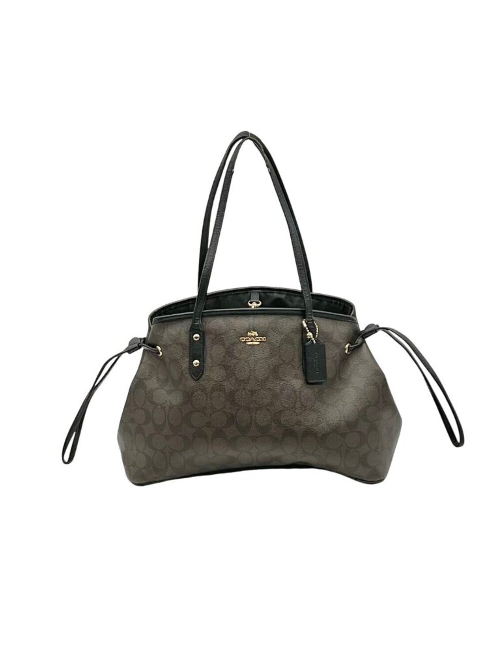 Coach Brown Signature Canvas Drawstring Carryall Shoulder Bag